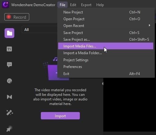 Wondershare DemoCreator import media files